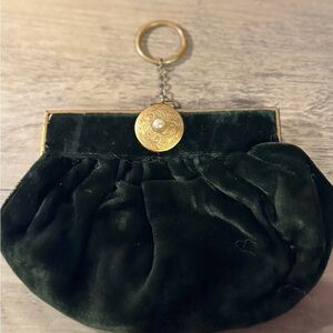 Vintage Dark Green Velvet Pouch